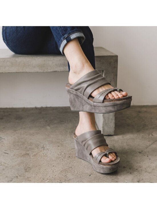 OTBT Shoes - OTBT Balance Wedge Womens Sandals Size 7M Gray Taupe Platform Slip On Open Toe